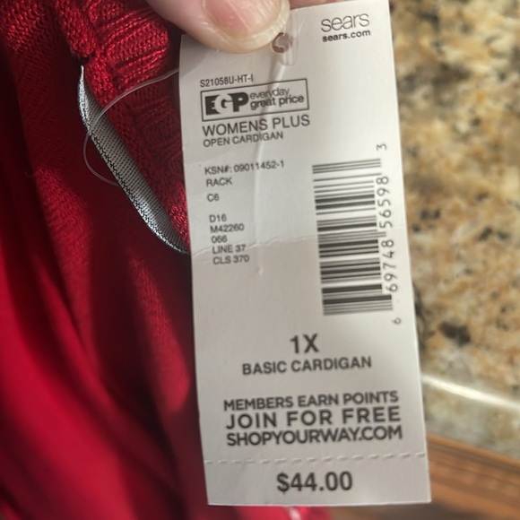 Red open front sweater size 1X NWT - Picture 9 of 9